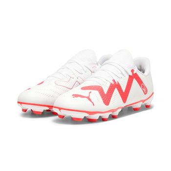 Scarpe da calcio per terreni duri bianche da ragazzo con dettagli rossi Puma Future Play FG/AG Jr, Brand, SKU s356000087, Immagine 0